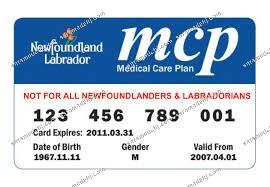 Newfoundland and Labrador medical plan card